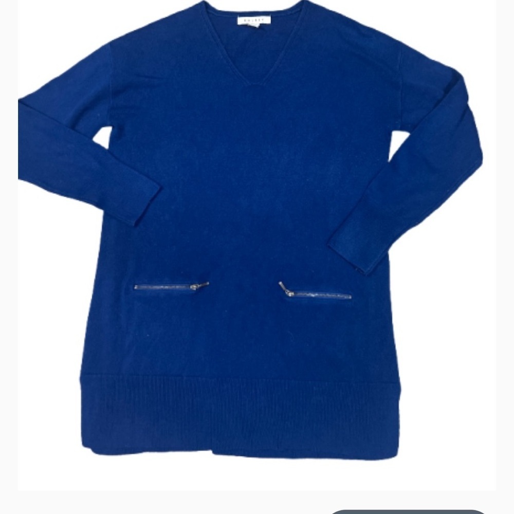 RALSEY BLUE‎ SWEATER VNECK LONG SLEEVES ZIPPER FLAT POCKETS STRETCH SIZE MEDIUM